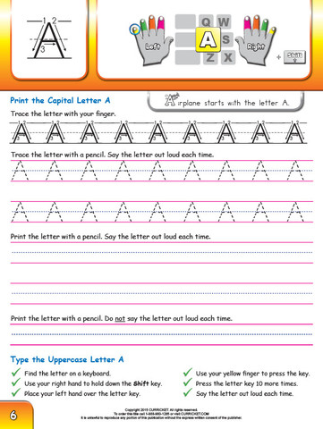 key printing student skill book capital letter A key printing student skill book capital letter A